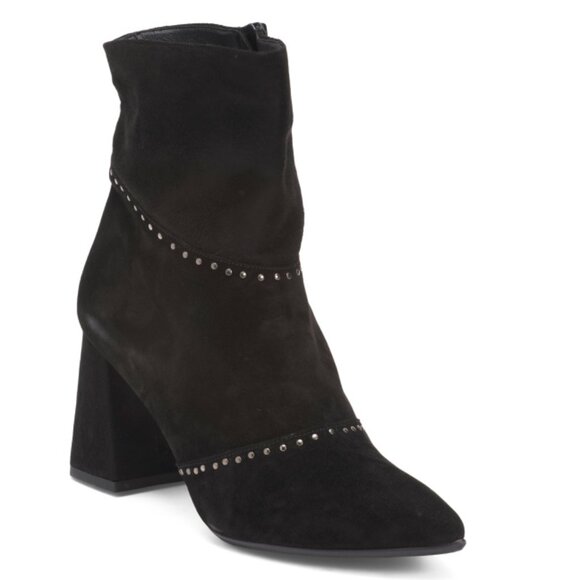 OROSCURO Black Made In Italy Leather Heel Booties - Picture 1 of 2